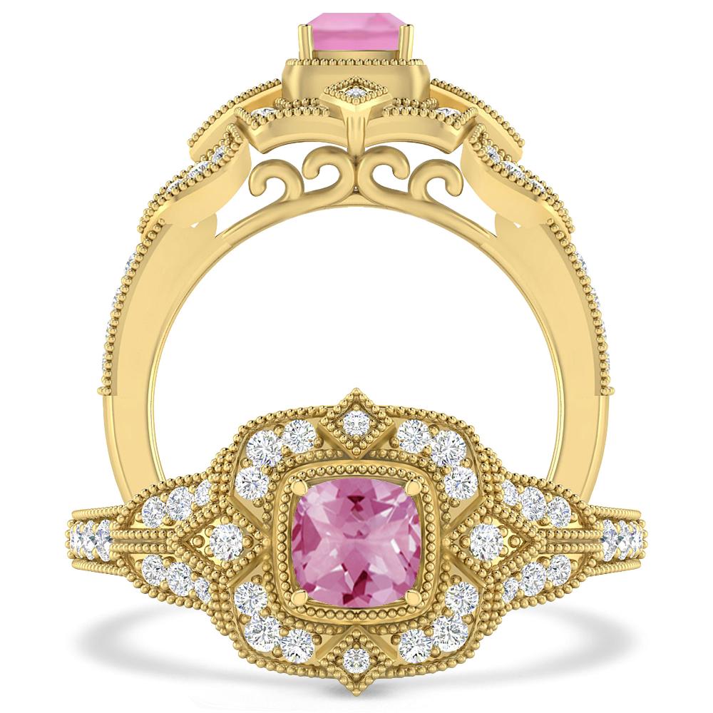 Yellow Gold - Pink Tourmaline