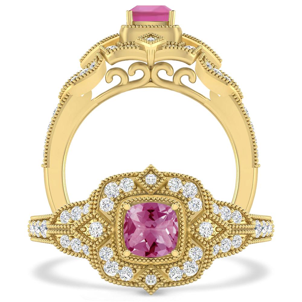 Yellow Gold - Pink Tourmaline