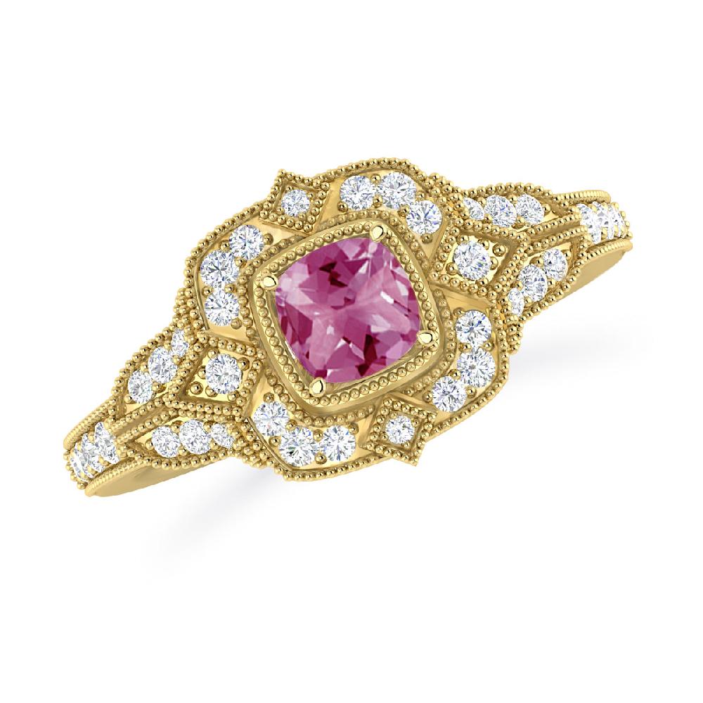 Yellow Gold - Pink Tourmaline