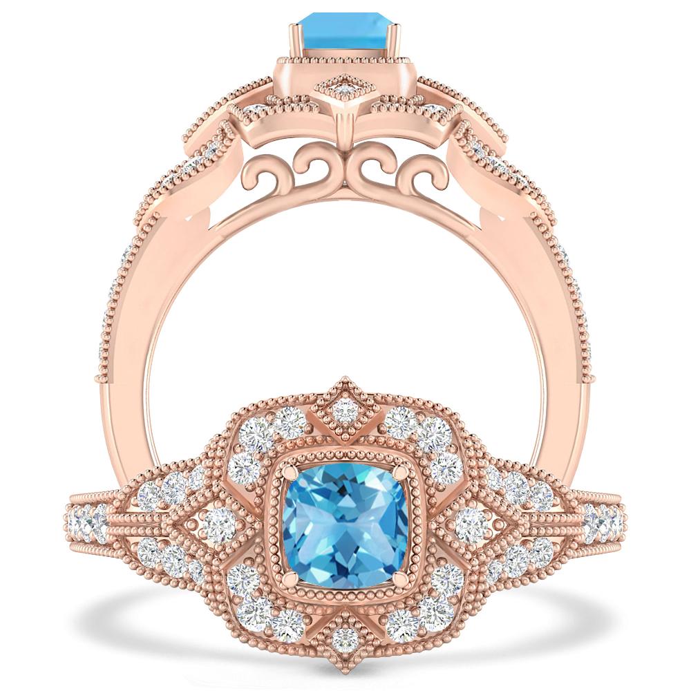 Rose Gold - Blue Topaz