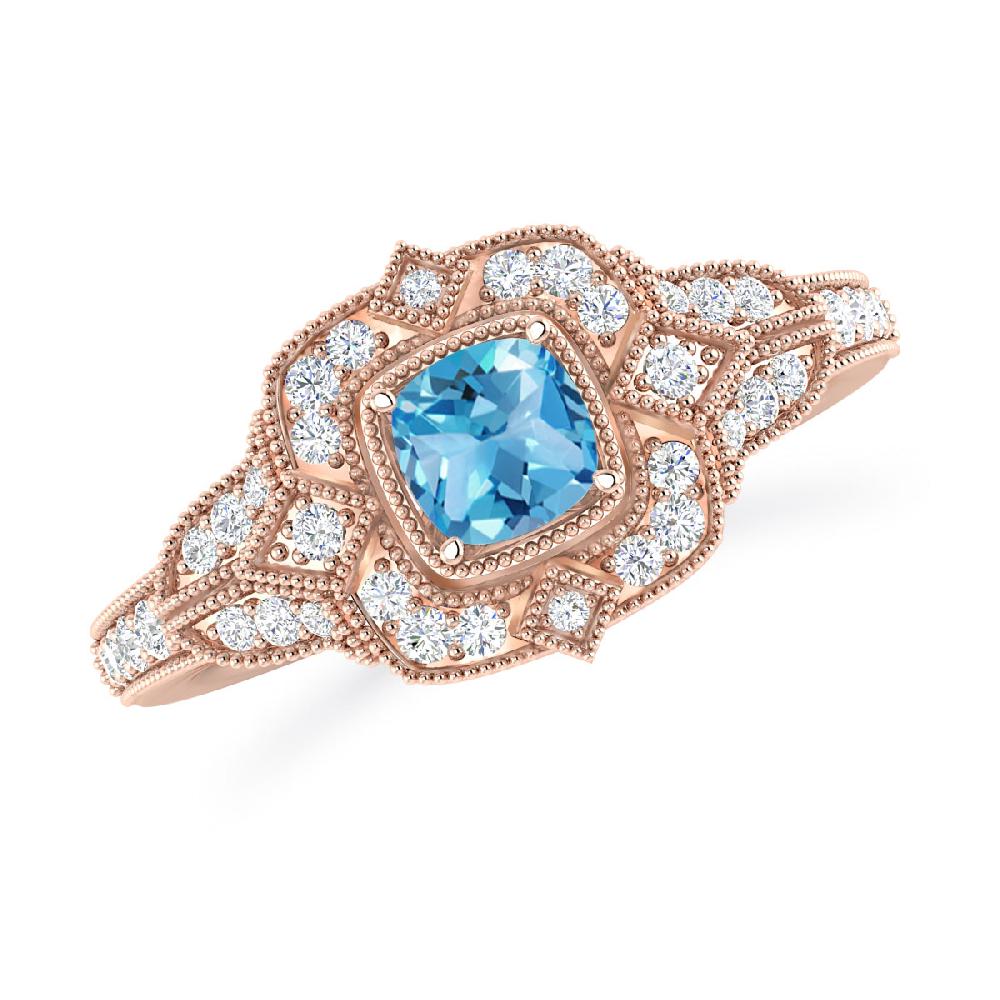 Rose Gold - Blue Topaz