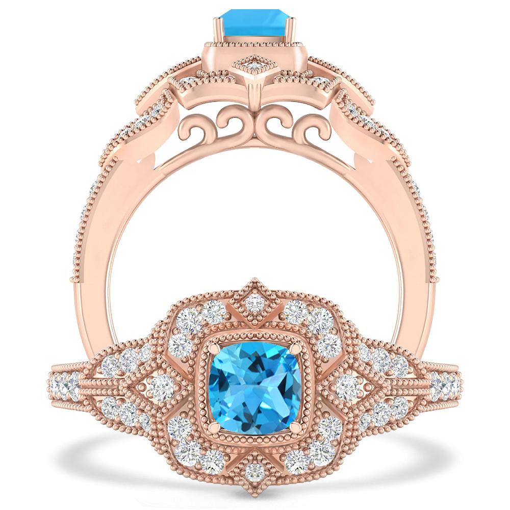 Rose Gold - Blue Topaz