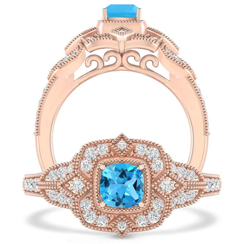 Rose Gold - Blue Topaz