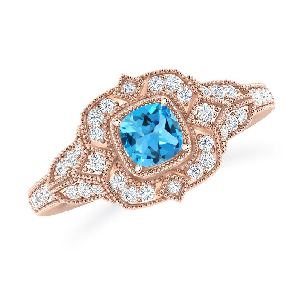 Rose Gold - Blue Topaz