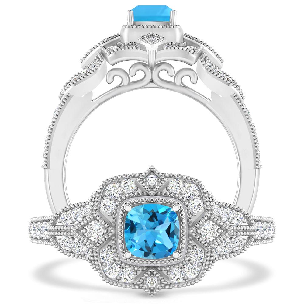 White Gold - Blue Topaz