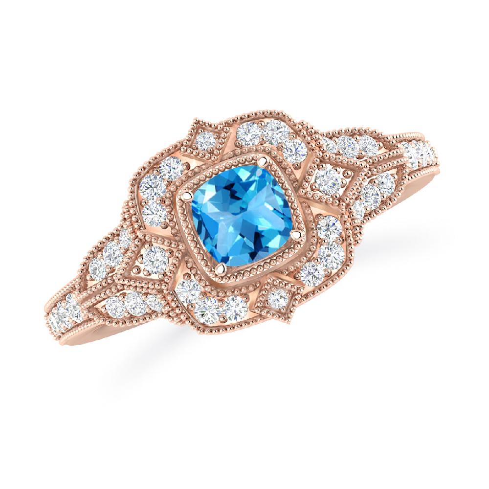 Rose Gold - Blue Topaz