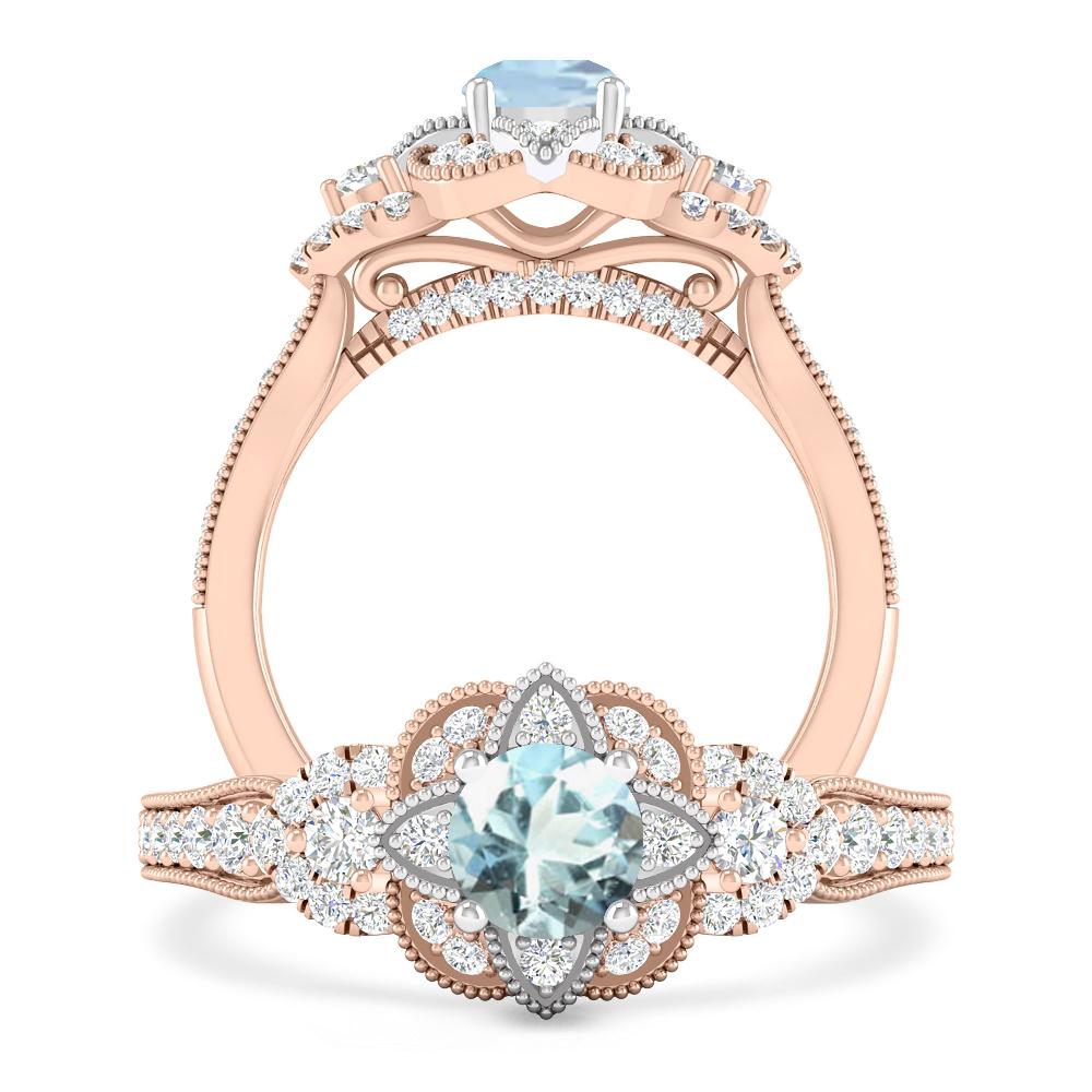 Rose Gold - Aquamarine