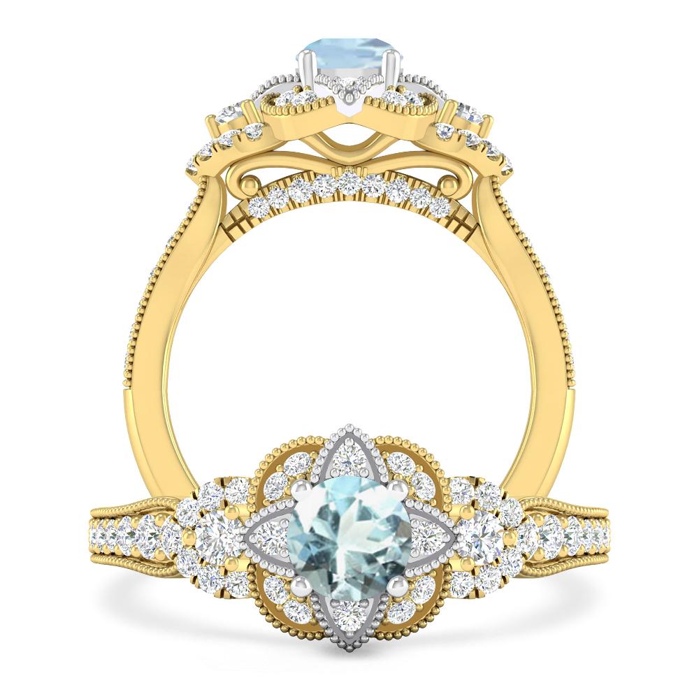 Yellow Gold - Aquamarine