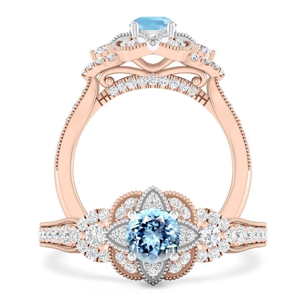 Rose Gold - Aquamarine