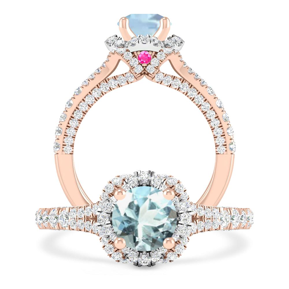 Rose Gold - Aquamarine