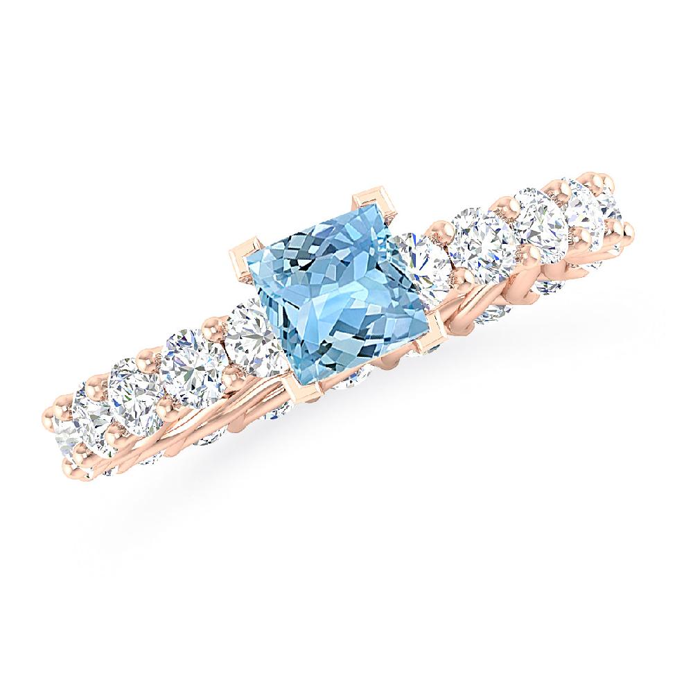 Rose Gold - Aquamarine