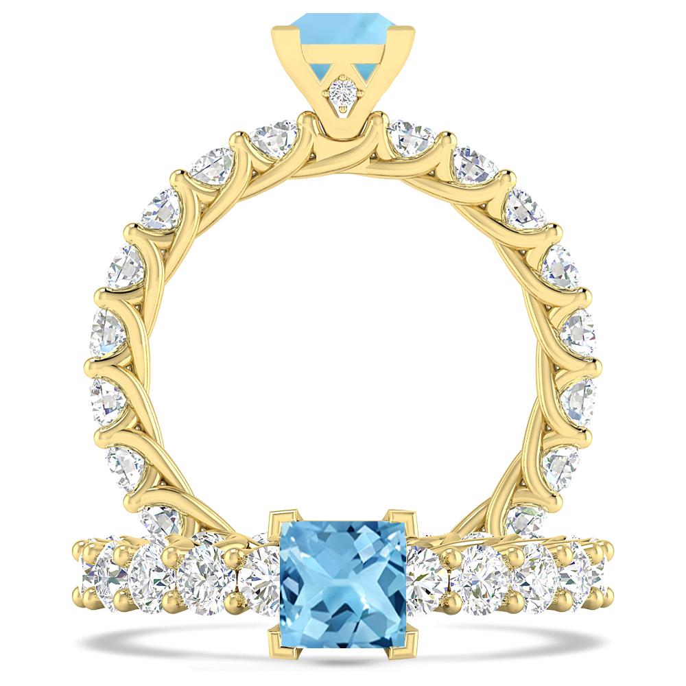 Yellow Gold - Blue Topaz