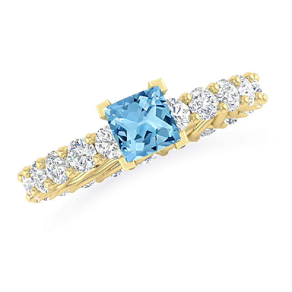 Yellow Gold - Blue Topaz