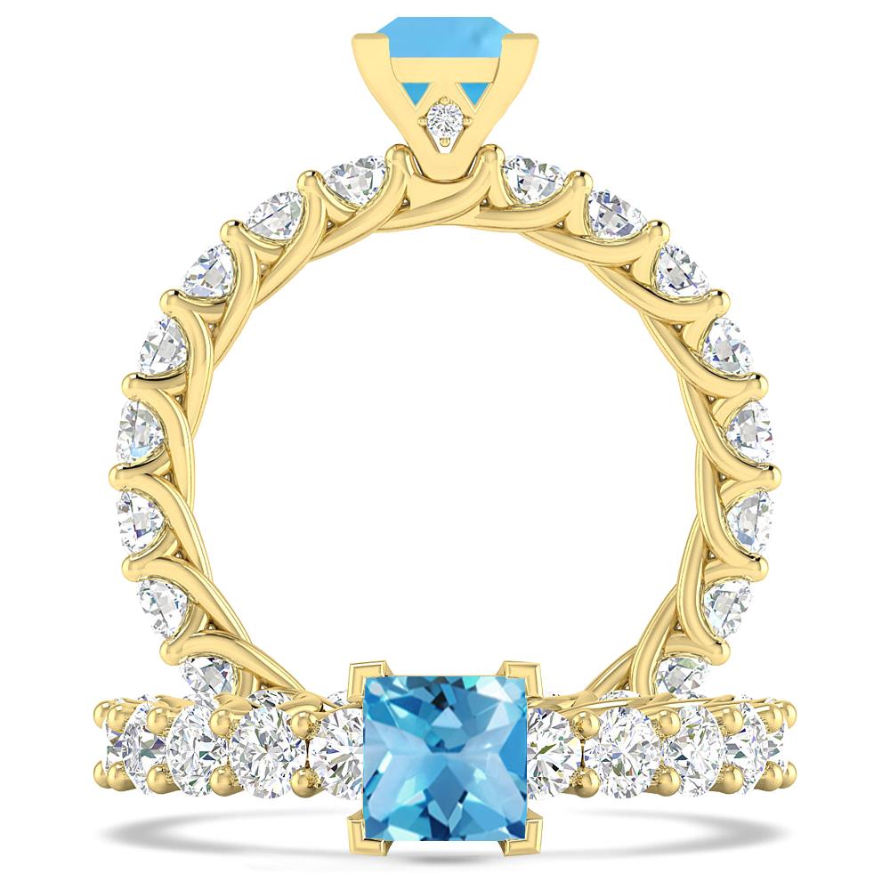 Yellow Gold - Blue Topaz