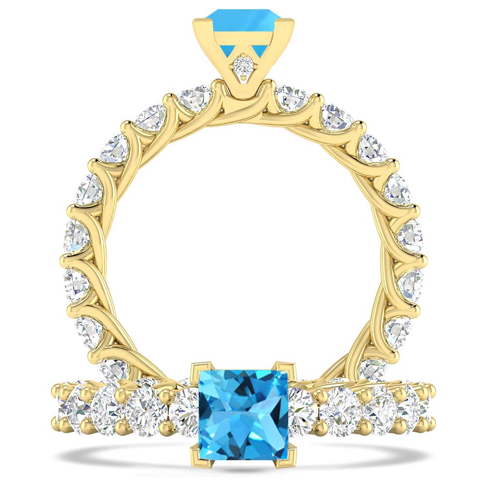 Yellow Gold - Blue Topaz