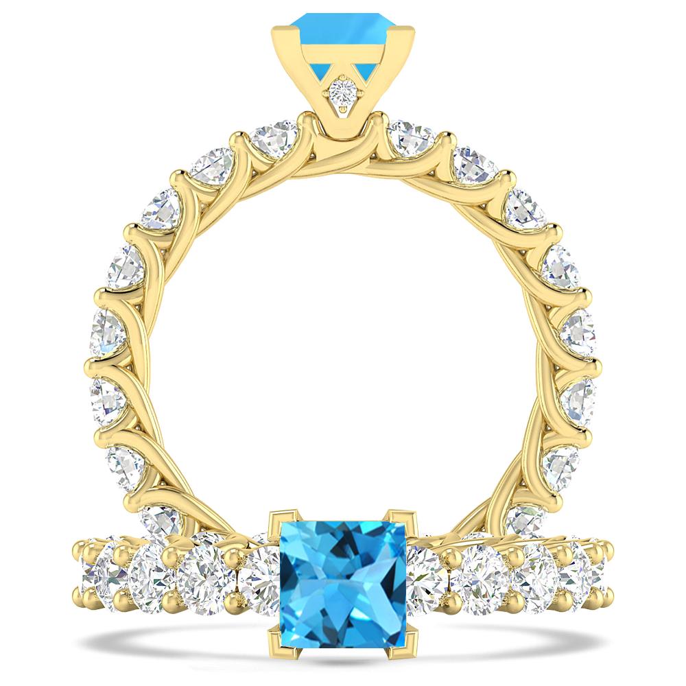 Yellow Gold - Blue Topaz