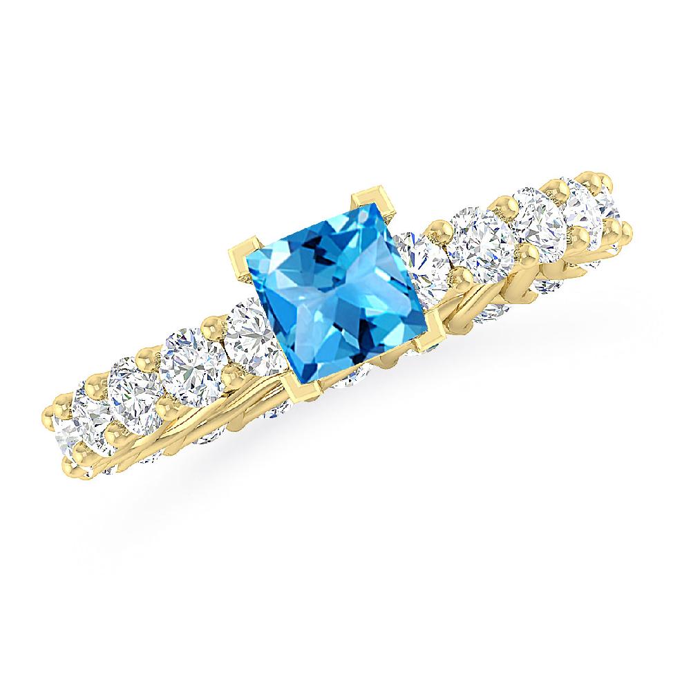 Yellow Gold - Blue Topaz