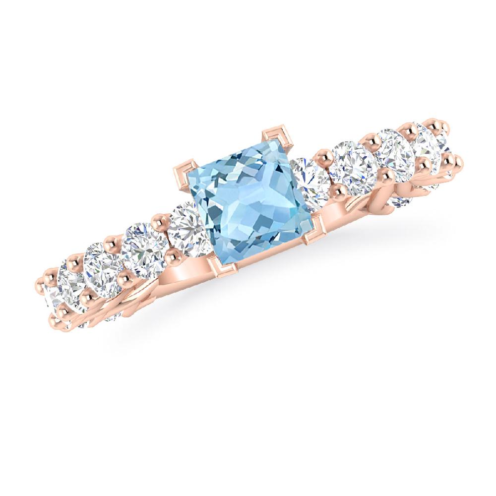 Rose Gold - Aquamarine