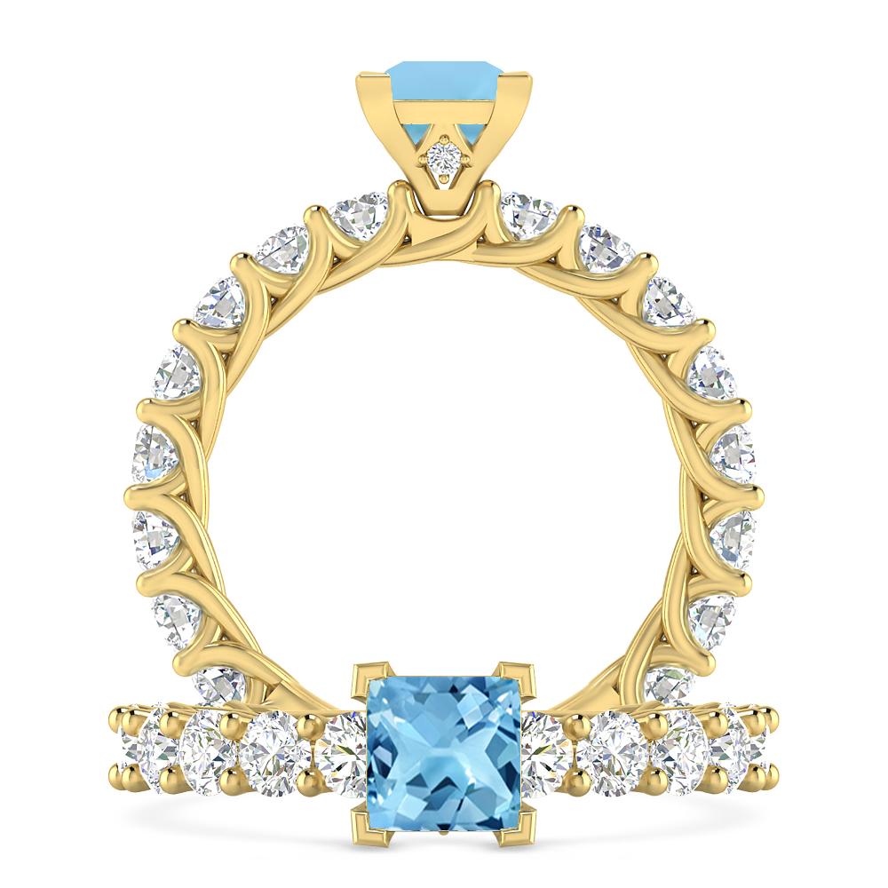 Yellow Gold - Blue Topaz