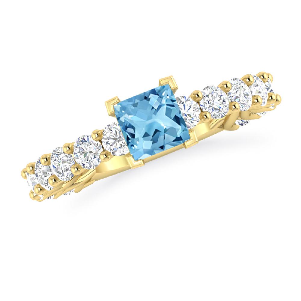 Yellow Gold - Blue Topaz