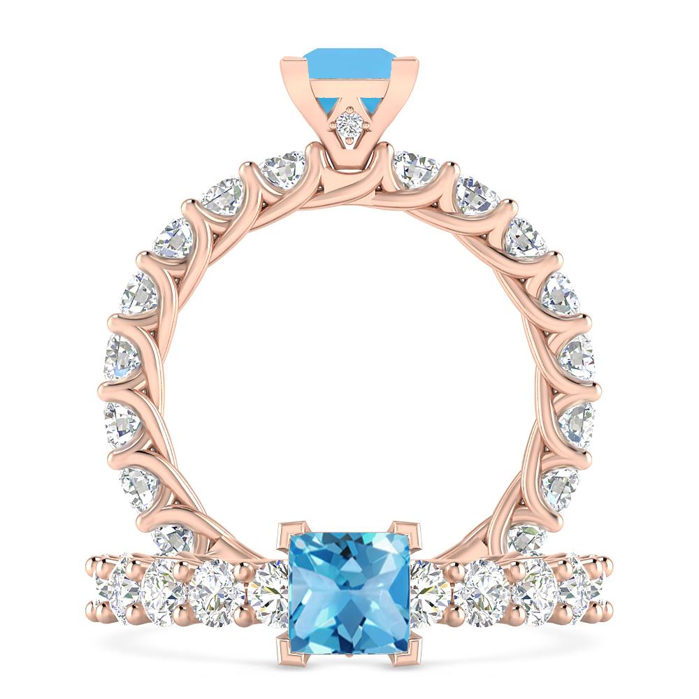 Rose Gold - Blue Topaz