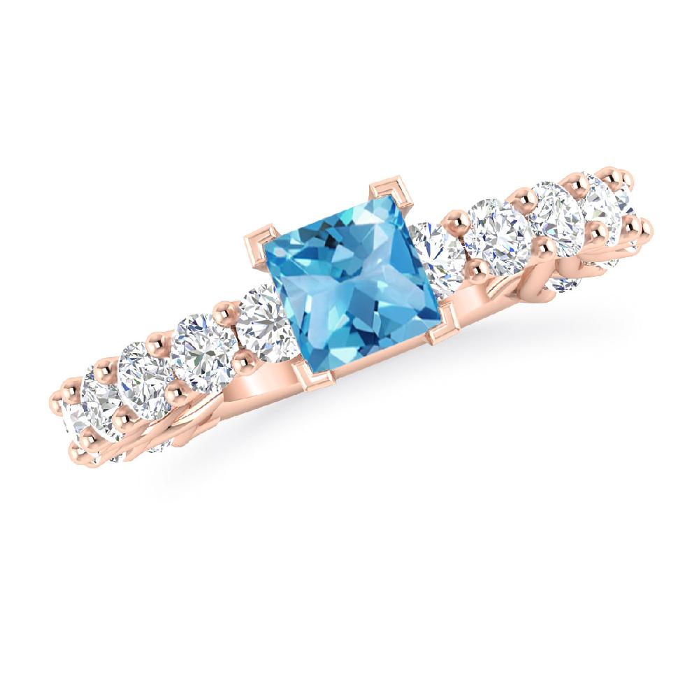 Rose Gold - Blue Topaz