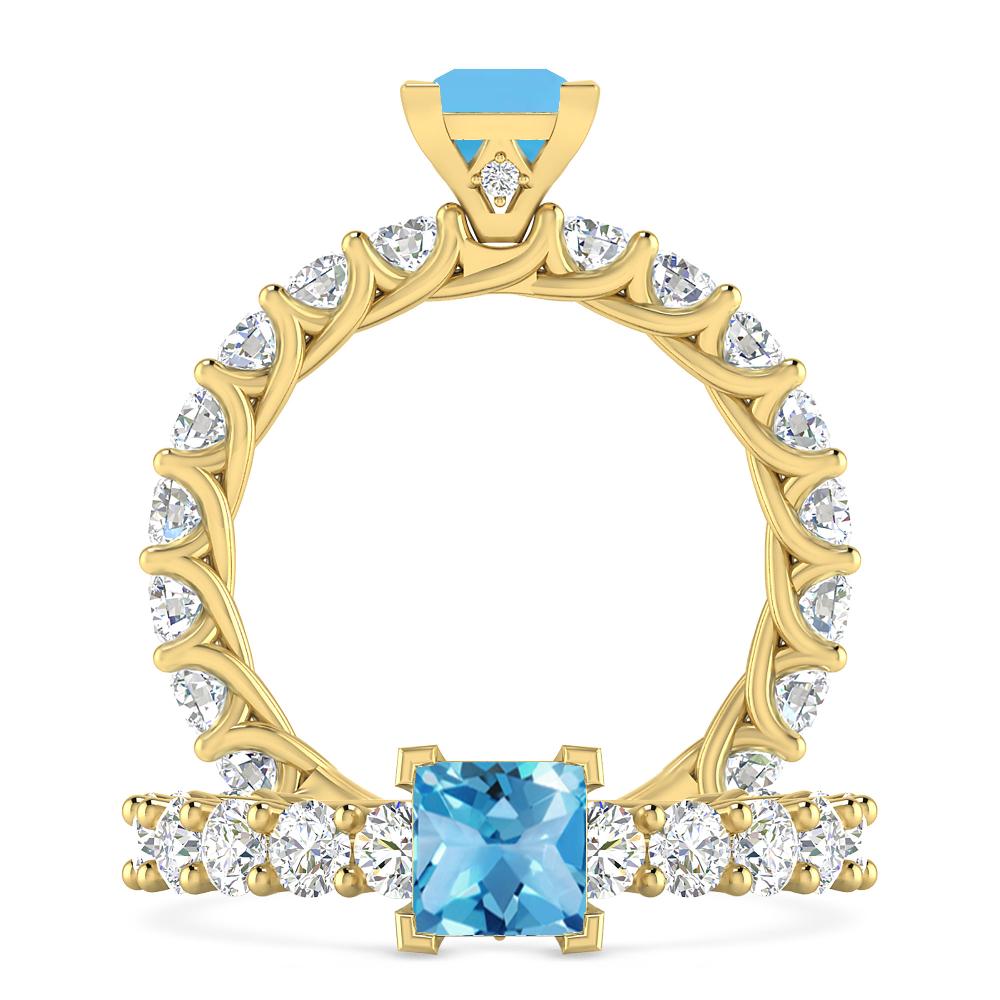 Yellow Gold - Blue Topaz