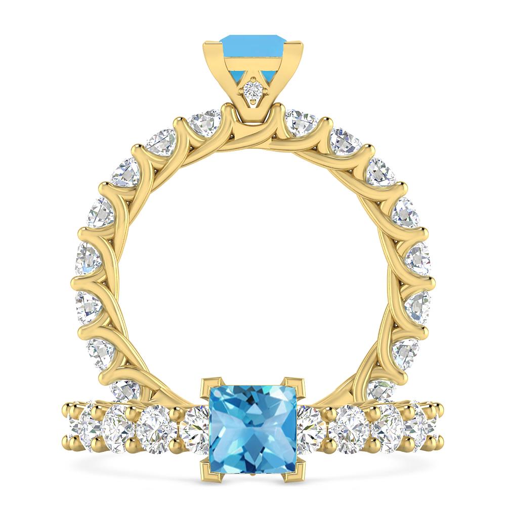 Yellow Gold - Blue Topaz