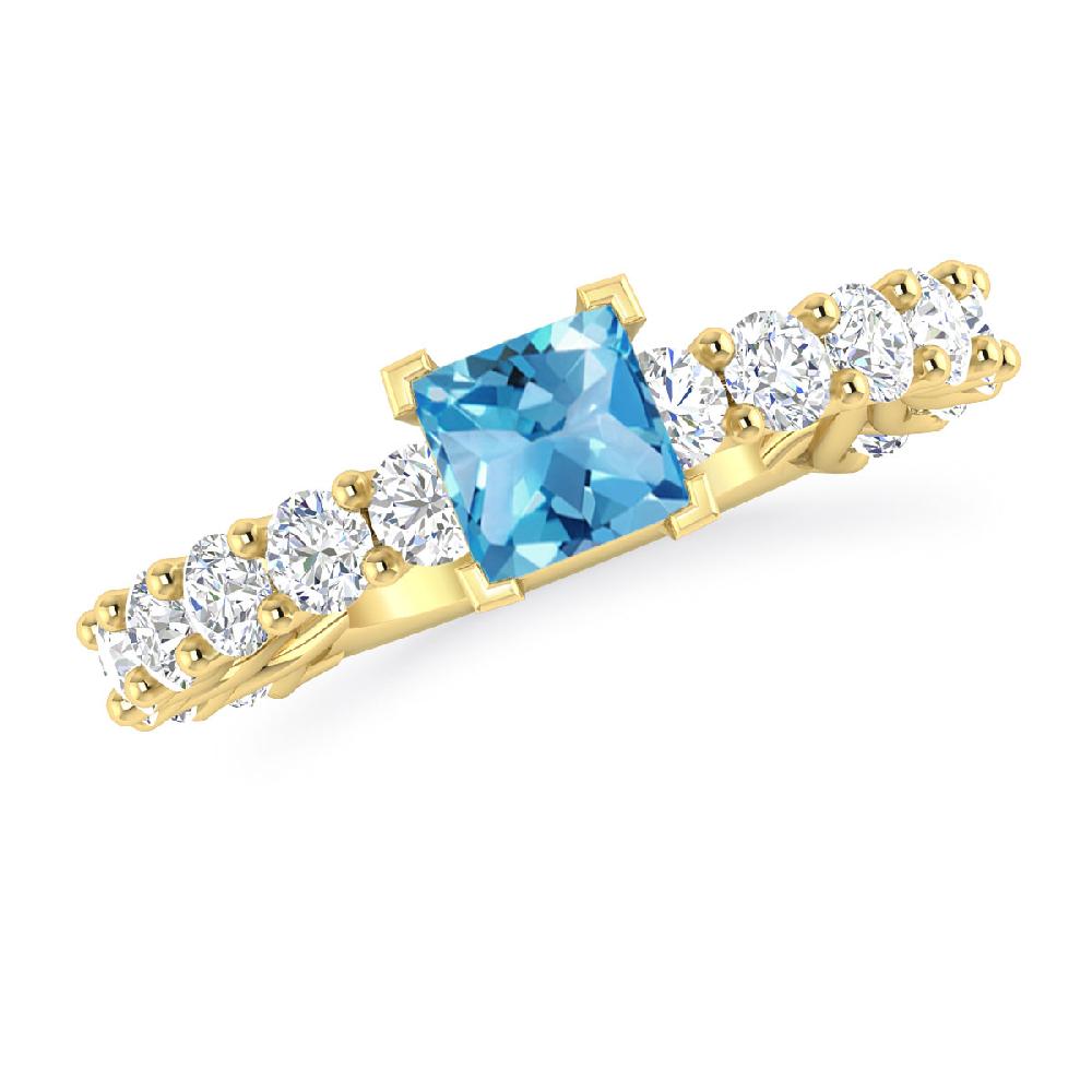 Yellow Gold - Blue Topaz