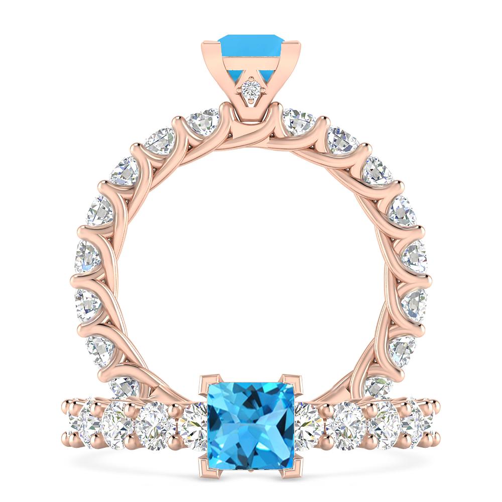 Rose Gold - Blue Topaz