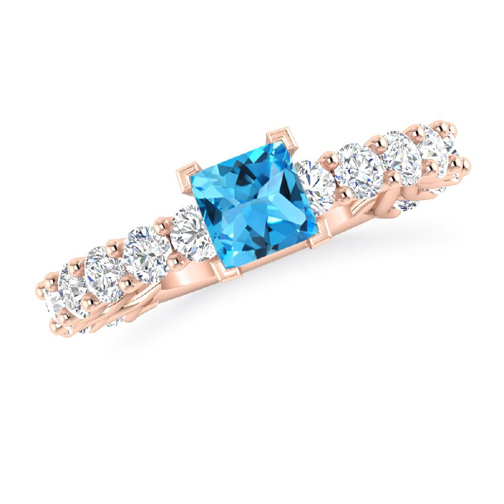 Rose Gold - Blue Topaz