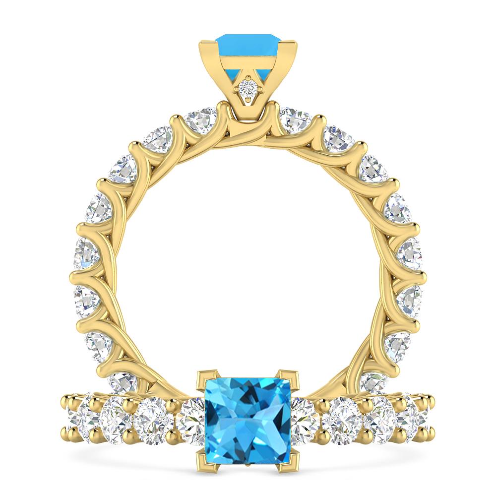 Yellow Gold - Blue Topaz