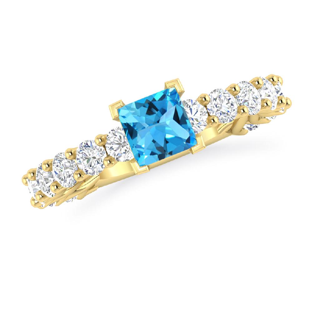 Yellow Gold - Blue Topaz