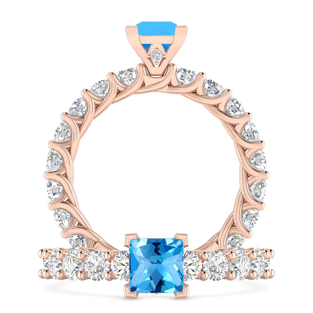 Rose Gold - Blue Topaz