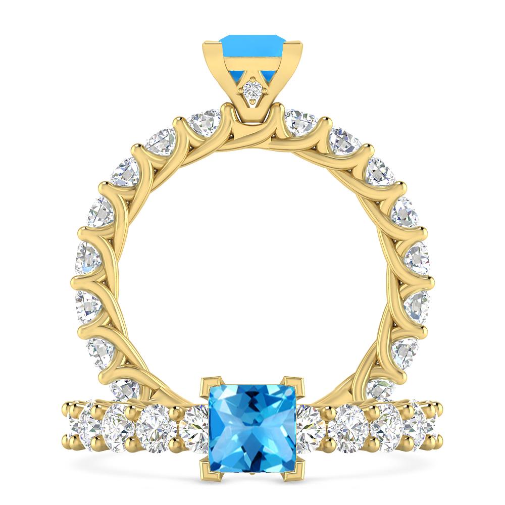 Yellow Gold - Blue Topaz