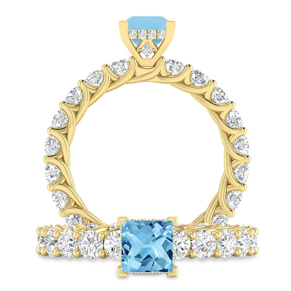 Yellow Gold - Blue Topaz