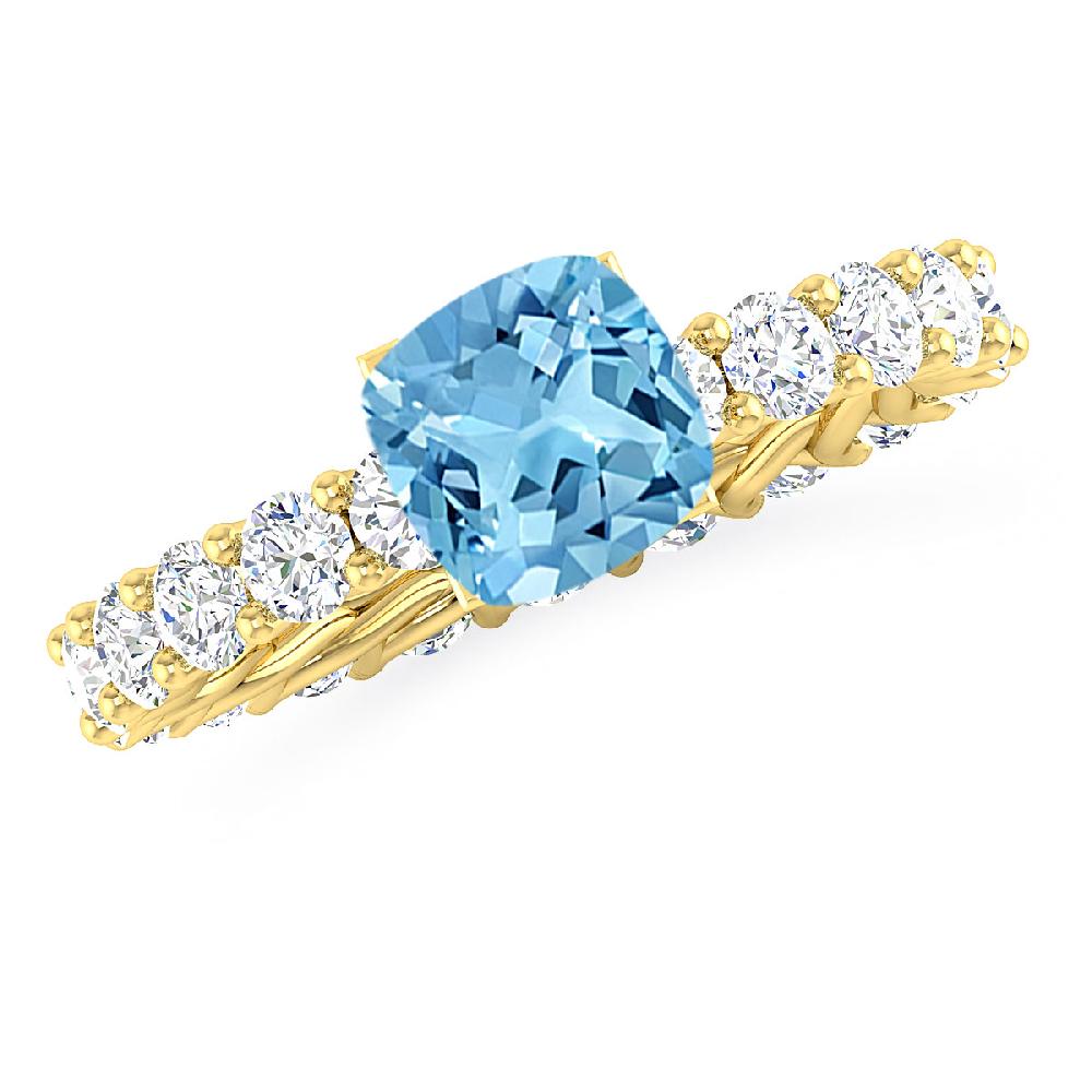 Yellow Gold - Blue Topaz