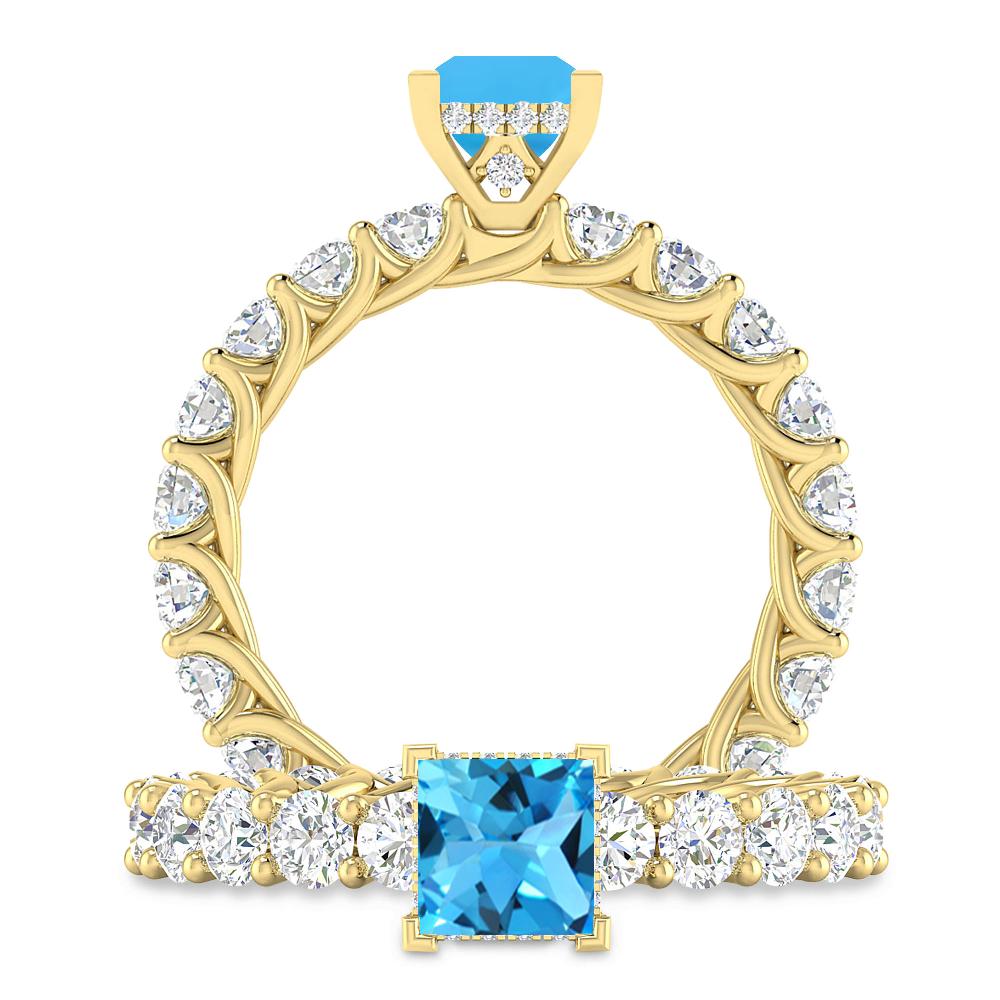 Yellow Gold - Blue Topaz
