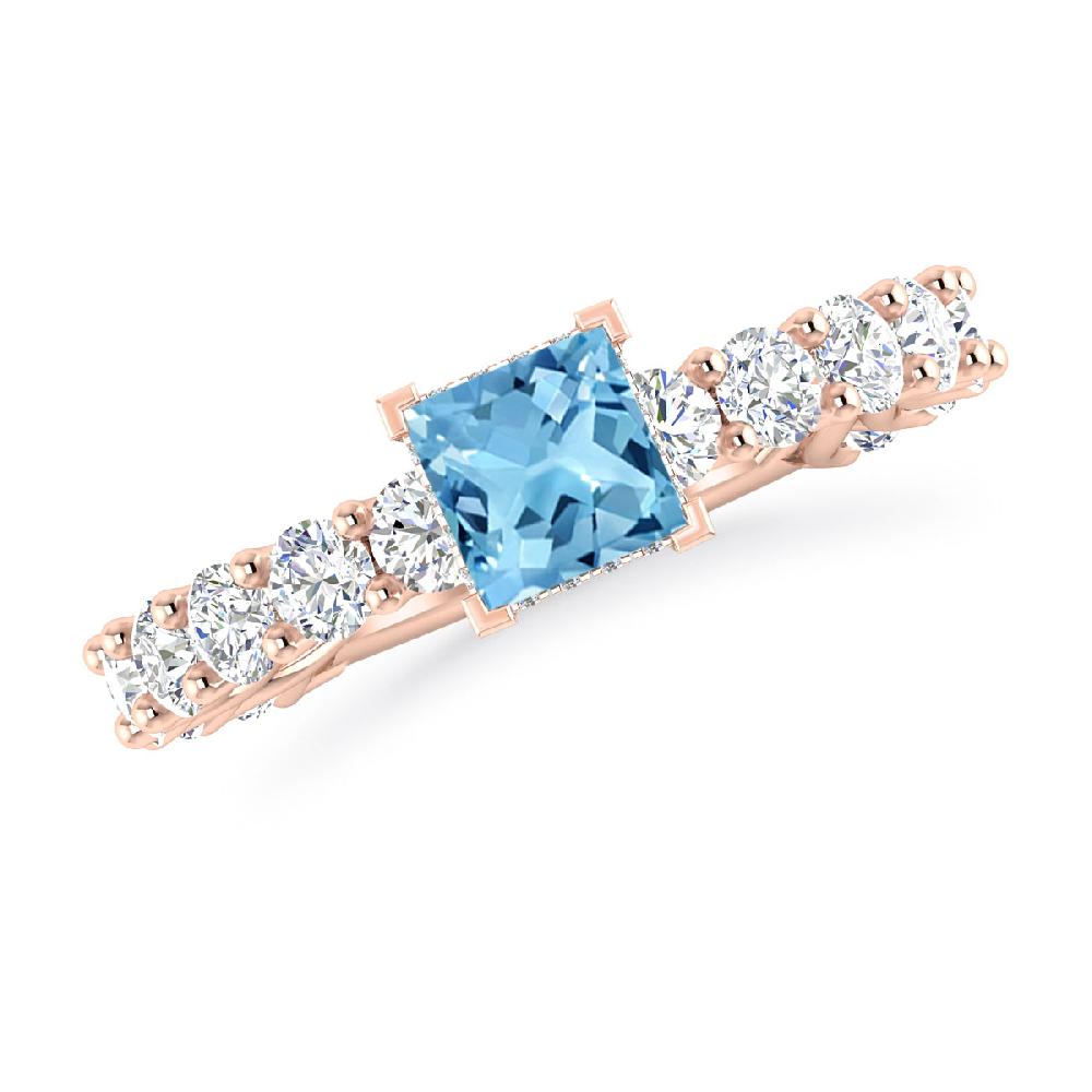 Rose Gold - Blue Topaz