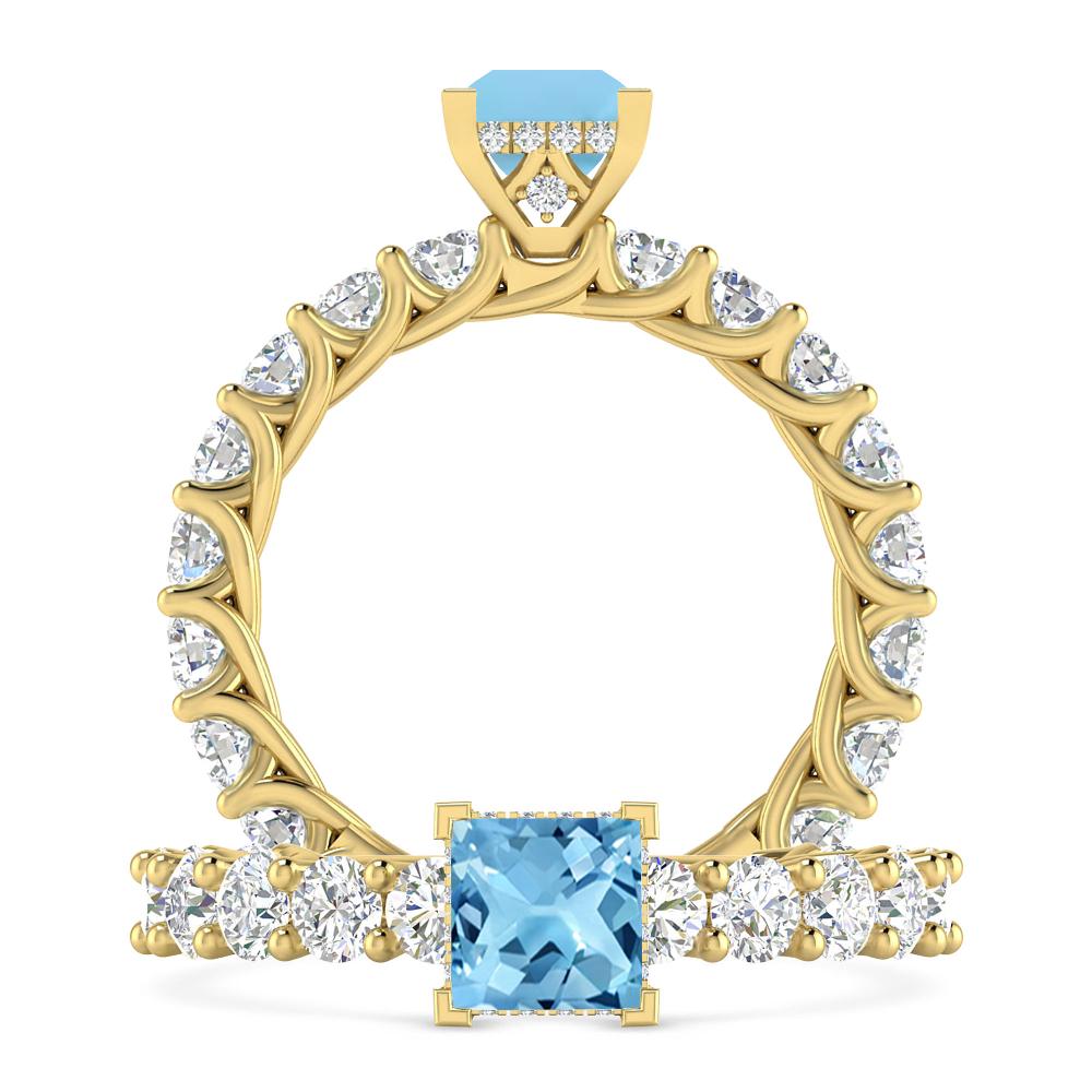 Yellow Gold - Blue Topaz