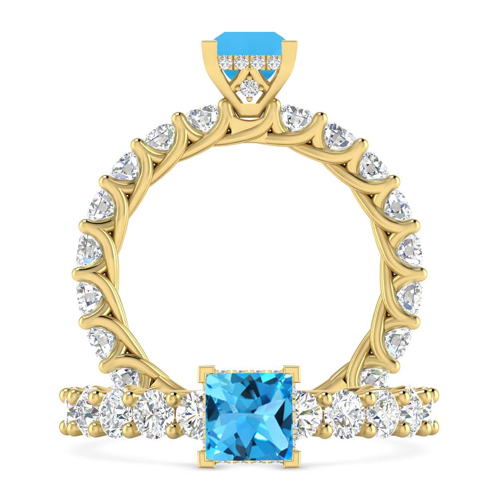 Yellow Gold - Blue Topaz
