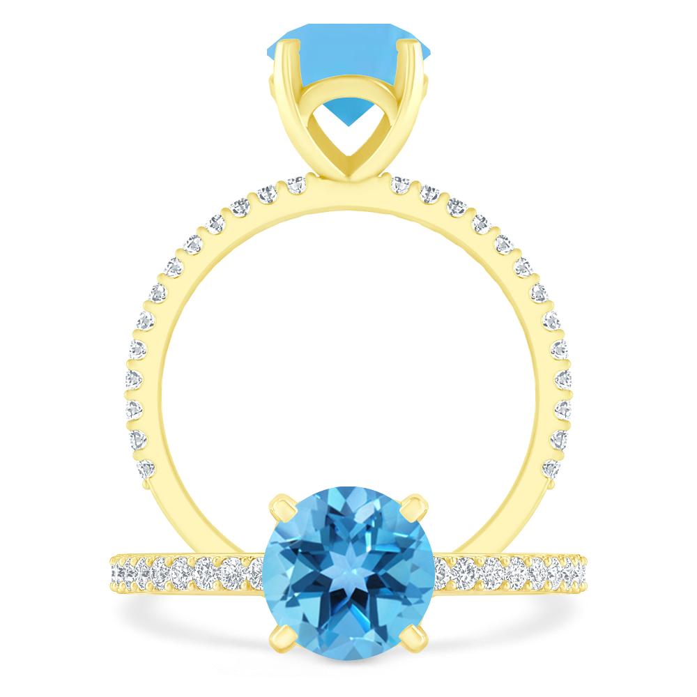 Yellow Gold - Blue Topaz