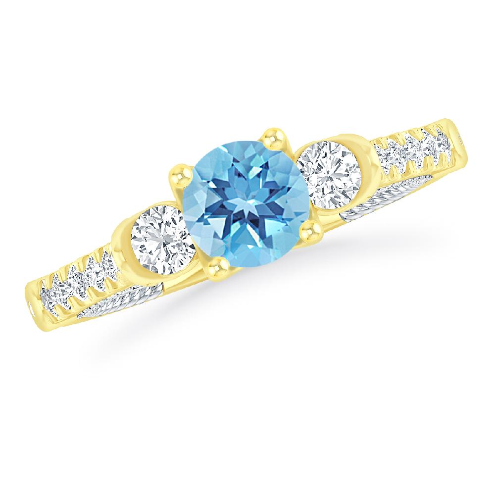 Yellow Gold - Blue Topaz