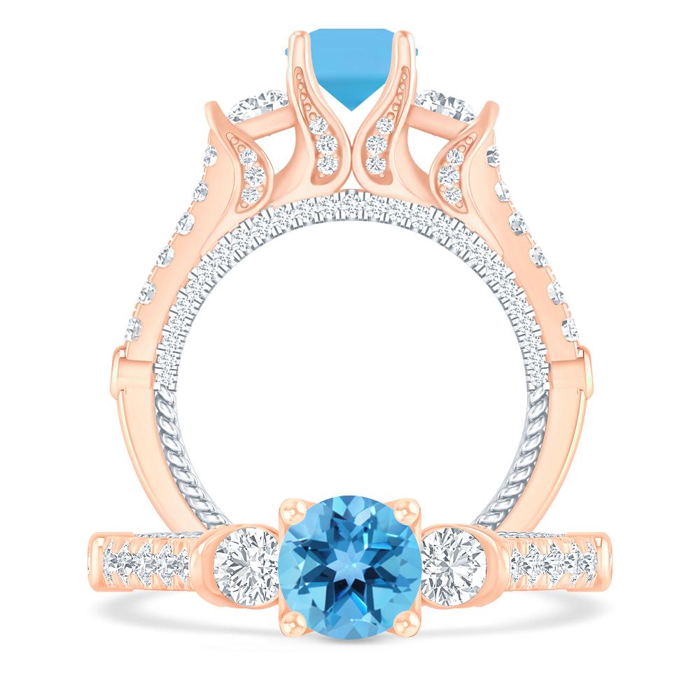 Rose Gold - Blue Topaz