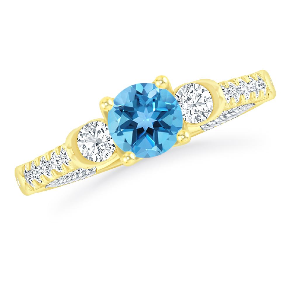 Yellow Gold - Blue Topaz