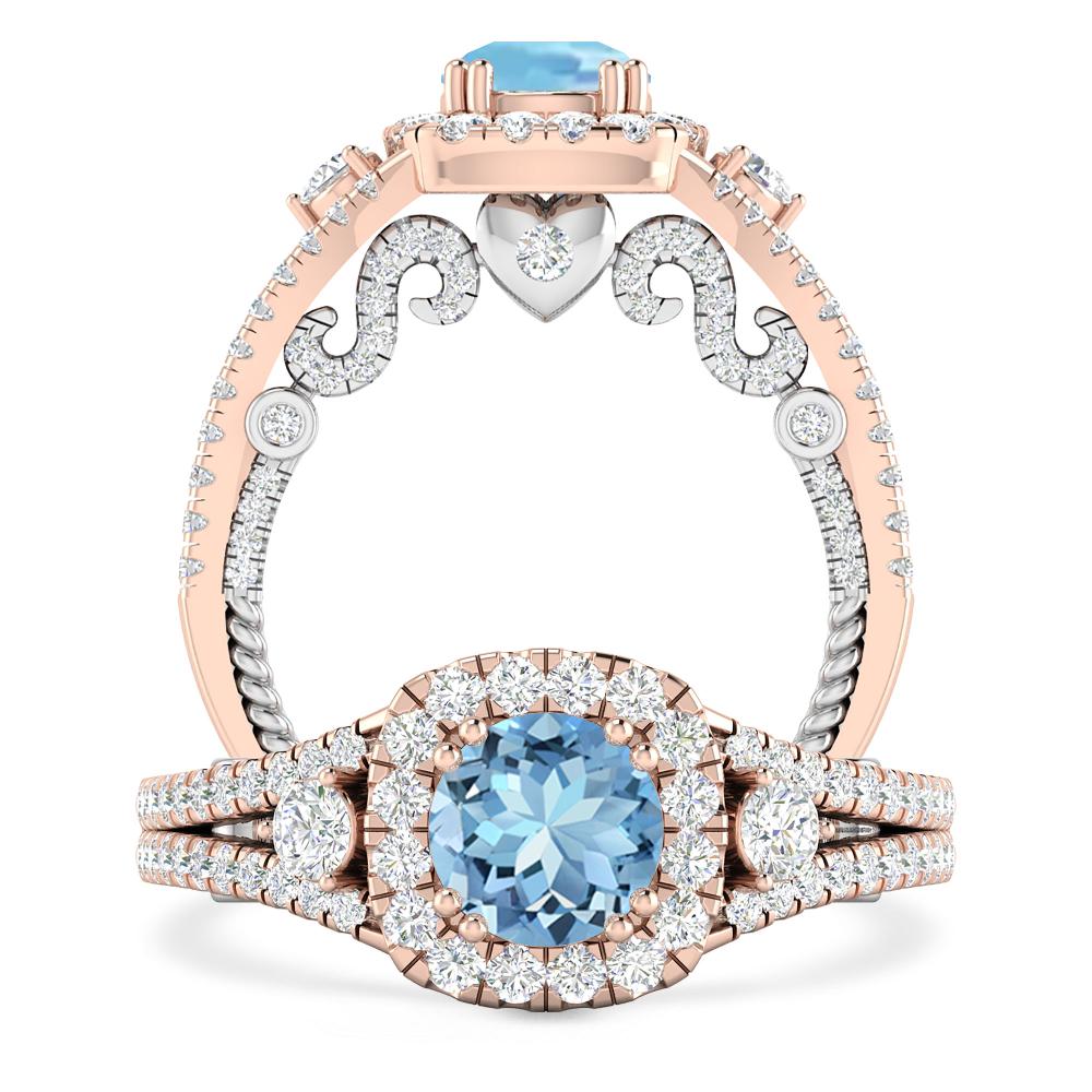 Rose Gold - Aquamarine