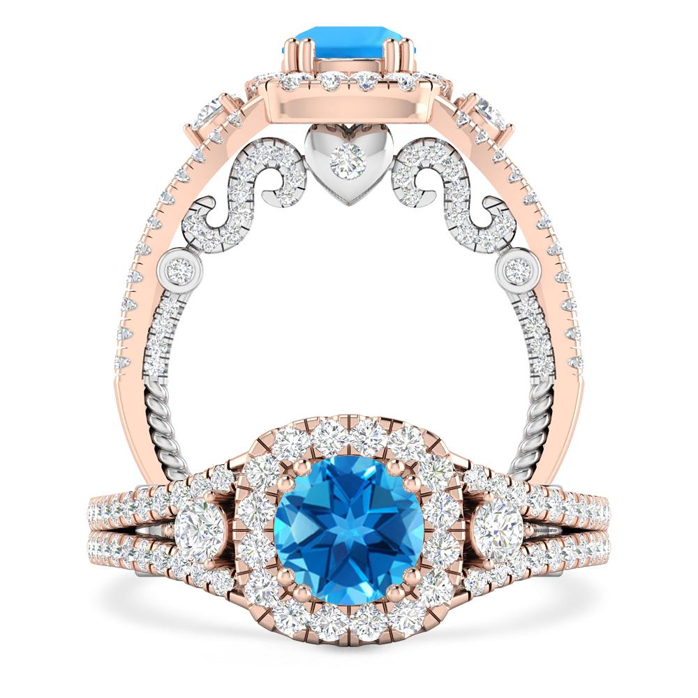 Rose Gold - Blue Topaz