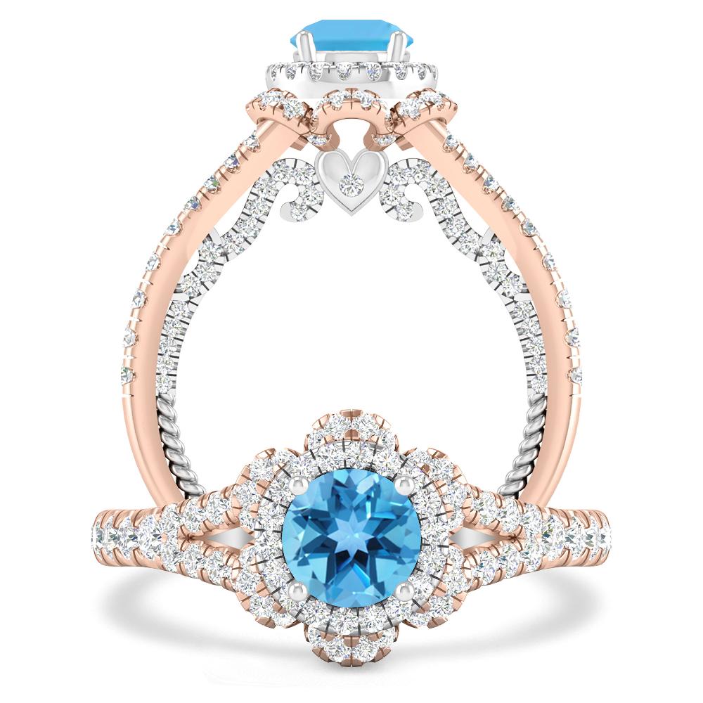 Rose Gold - Blue Topaz