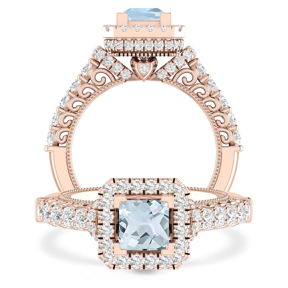 Rose Gold - Aquamarine