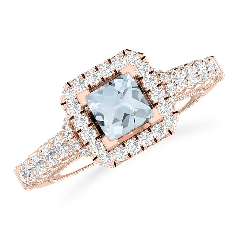 Rose Gold - Aquamarine